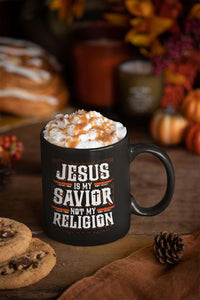 Load image into Gallery viewer, Designs by MyUtopia Shout Out:Jesus Is My Savior Not My Religion Ceramic Coffee Mug - Black
