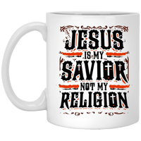 Load image into Gallery viewer, Designs by MyUtopia Shout Out:Jesus Is My Savior Not My Religion Ceramic Coffee Mugs - White,11 oz / White,Ceramic Coffee Mug
