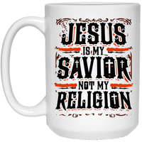 Load image into Gallery viewer, Designs by MyUtopia Shout Out:Jesus Is My Savior Not My Religion Ceramic Coffee Mugs - White,15 oz / White,Ceramic Coffee Mug
