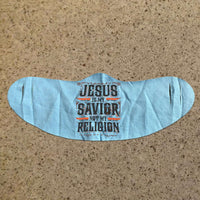 Load image into Gallery viewer, Designs by MyUtopia Shout Out:Jesus Is My Savior Not My Religion Fabric Face Covering / Face Mask,L / Light Blue,Fabric Face Mask
