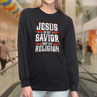 Load image into Gallery viewer, Designs by MyUtopia Shout Out:Jesus Is My Savior Not My Religion Long Sleeve Ultra Cotton Unisex T-Shirt
