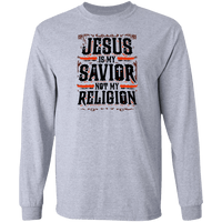 Load image into Gallery viewer, Designs by MyUtopia Shout Out:Jesus Is My Savior Not My Religion Long Sleeve Ultra Cotton Unisex T-Shirt,Sport Grey / S,Long Sleeve T-Shirts
