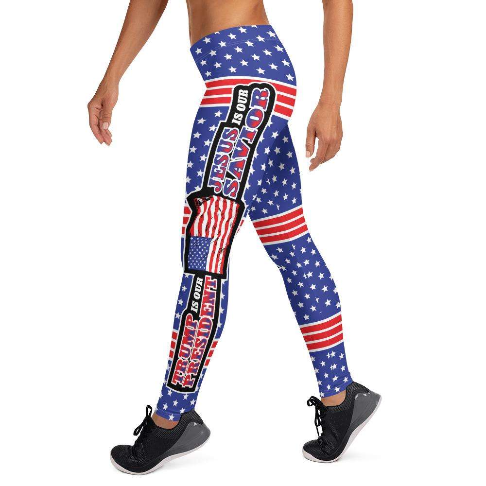 Designs by MyUtopia Shout Out:Jesus Is My Savior Trump Is My President All-Over Print Leggings