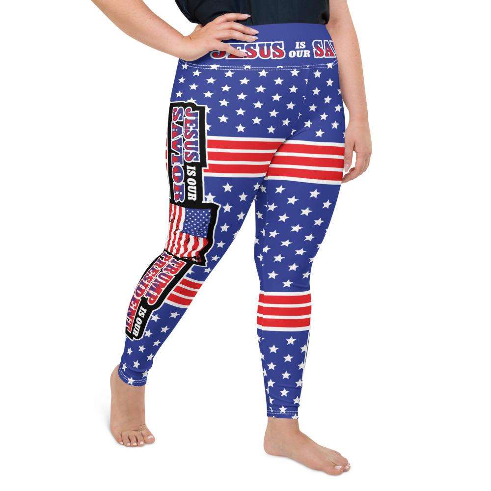 Designs by MyUtopia Shout Out:Jesus Is My Savior Trump Is My President All-Over Print Plus Size Leggings