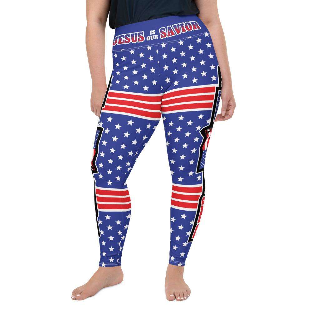 Designs by MyUtopia Shout Out:Jesus Is My Savior Trump Is My President All-Over Print Plus Size Leggings,2XL,Yoga Leggings