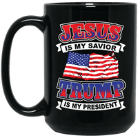 Load image into Gallery viewer, Designs by MyUtopia Shout Out:Jesus Is My Savior Trump Is My President Ceramic Coffee Mugs - Black,15 oz / Black,Ceramic Coffee Mug
