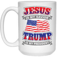 Load image into Gallery viewer, Designs by MyUtopia Shout Out:Jesus Is My Savior Trump Is My President Ceramic Coffee Mugs - White,15 oz / White,Ceramic Coffee Mug
