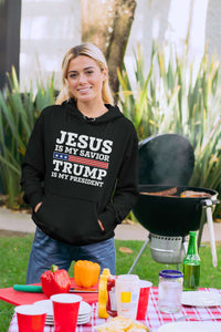 Load image into Gallery viewer, Designs by MyUtopia Shout Out:Jesus Is My Savior Trump Is My President Core Fleece Pullover Hoodie
