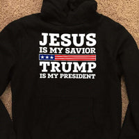 Load image into Gallery viewer, Designs by MyUtopia Shout Out:Jesus Is My Savior Trump Is My President Core Fleece Pullover Hoodie
