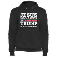 Load image into Gallery viewer, Designs by MyUtopia Shout Out:Jesus Is My Savior Trump Is My President Core Fleece Pullover Hoodie,S / Jet Black,Pullover Hoodie
