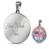 Load image into Gallery viewer, Designs by MyUtopia Shout Out:Jesus Is My Savior Trump Is My President Engravable Keepsake Round Pendant Necklace - White,Luxury Necklace (Silver) / Yes,Necklace
