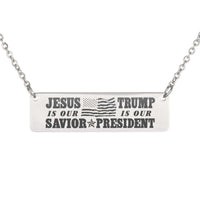 Load image into Gallery viewer, Designs by MyUtopia Shout Out:Jesus Is My Savior Trump Is My President Engraved Personalized Horizontal Bar Necklace
