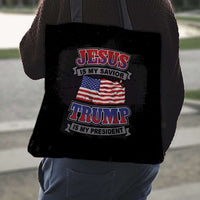 Load image into Gallery viewer, Designs by MyUtopia Shout Out:Jesus Is My Savior Trump Is My President Fabric Totebag Reusable Shopping Tote
