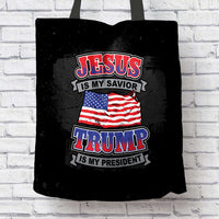 Load image into Gallery viewer, Designs by MyUtopia Shout Out:Jesus Is My Savior Trump Is My President Fabric Totebag Reusable Shopping Tote
