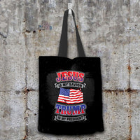 Load image into Gallery viewer, Designs by MyUtopia Shout Out:Jesus Is My Savior Trump Is My President Fabric Totebag Reusable Shopping Tote
