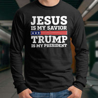 Load image into Gallery viewer, Designs by MyUtopia Shout Out:Jesus Is My Savior Trump Is My President Long Sleeve Ultra Cotton T-Shirt
