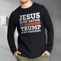 Load image into Gallery viewer, Designs by MyUtopia Shout Out:Jesus Is My Savior Trump Is My President Long Sleeve Ultra Cotton T-Shirt
