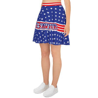 Load image into Gallery viewer, Designs by MyUtopia Shout Out:Jesus Is My Savior Trump Is My President Skater Skirt

