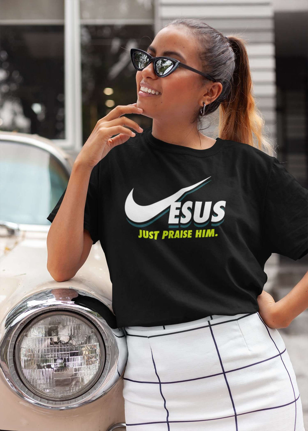 Designs by MyUtopia Shout Out:Jesus Just Praise Him Adult Unisex T-Shirt