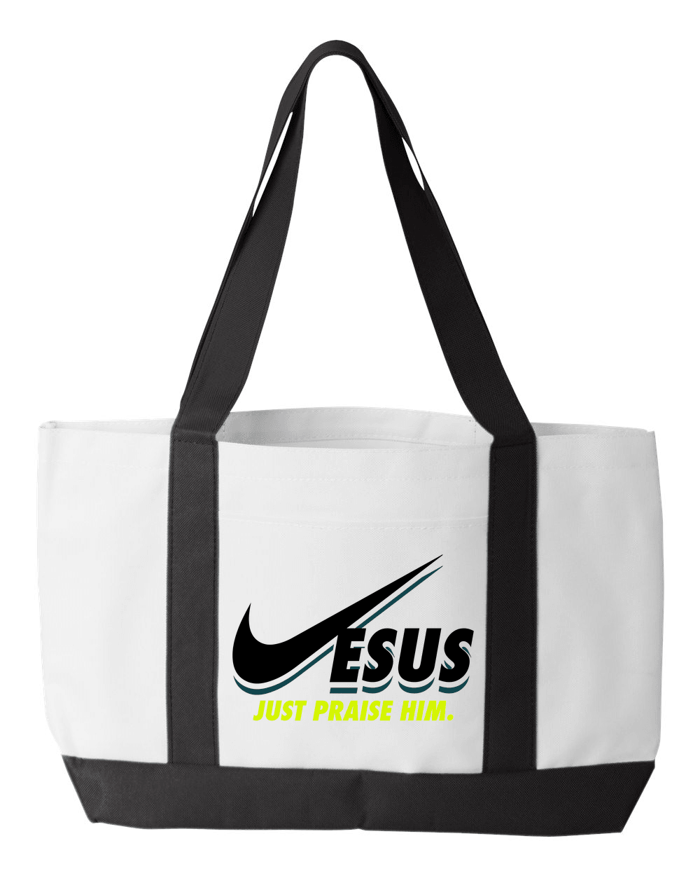 Designs by MyUtopia Shout Out:Jesus Just Praise Him Canvas Totebag Gym / Beach / Pool Gear Bag,Default Title,Gym Totebag
