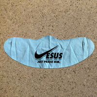 Load image into Gallery viewer, Designs by MyUtopia Shout Out:Jesus Just Praise Him Fabric Face Covering / Face Mask,Light Blue,Fabric Face Mask
