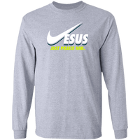 Load image into Gallery viewer, Designs by MyUtopia Shout Out:Jesus Just Praise Him Long Sleeve Ultra Cotton T-Shirt,Sport Grey / S,Long Sleeve T-Shirts
