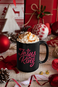 Load image into Gallery viewer, Designs by MyUtopia Shout Out:Jesus King Ceramic Coffee Mug - Black
