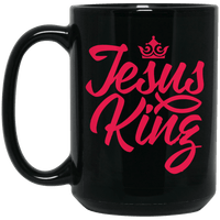 Load image into Gallery viewer, Designs by MyUtopia Shout Out:Jesus King Ceramic Coffee Mug - Black,15 oz / Black,Ceramic Coffee Mug
