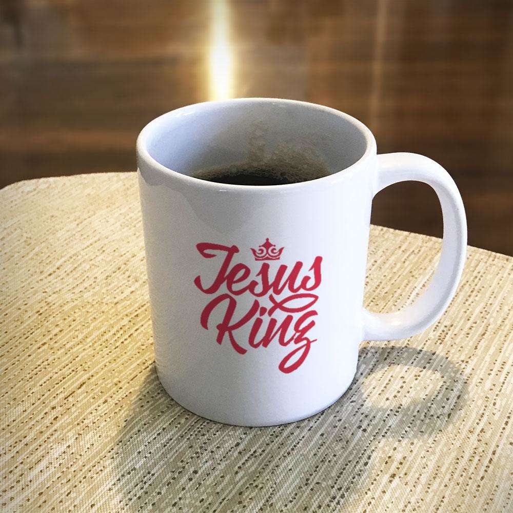 Designs by MyUtopia Shout Out:Jesus King Ceramic Coffee Mugs - White