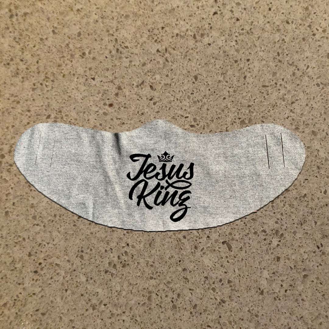 Designs by MyUtopia Shout Out:Jesus King Fabric Face Covering / Face Mask,Athletic Heather,Fabric Face Mask