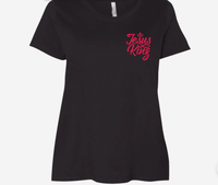 Load image into Gallery viewer, Designs by MyUtopia Shout Out:Jesus King Ladies&#39; Curvy Crew Neck Plus Size T-Shirt,Black / Plus 1X,Ladies T-Shirts
