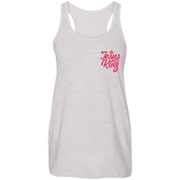 Load image into Gallery viewer, Designs by MyUtopia Shout Out:Jesus King Ladies Flowy Racer-back Tank Top,Vintage White / X-Small,Tank Tops

