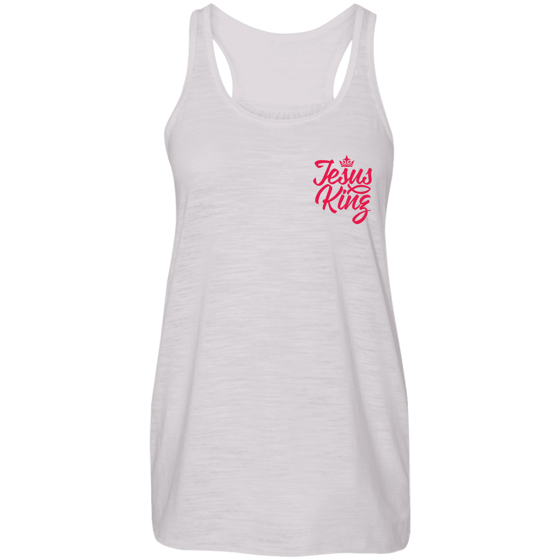 Designs by MyUtopia Shout Out:Jesus King Ladies Flowy Racer-back Tank Top,Vintage White / X-Small,Tank Tops