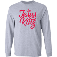 Load image into Gallery viewer, Designs by MyUtopia Shout Out:Jesus King Long Sleeve Ultra Cotton T-Shirt,Sport Grey / S,Long Sleeve T-Shirts
