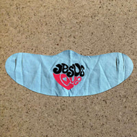 Load image into Gallery viewer, Designs by MyUtopia Shout Out:Jesus Love Fabric Face Covering / Face Mask,Light Blue,Fabric Face Mask
