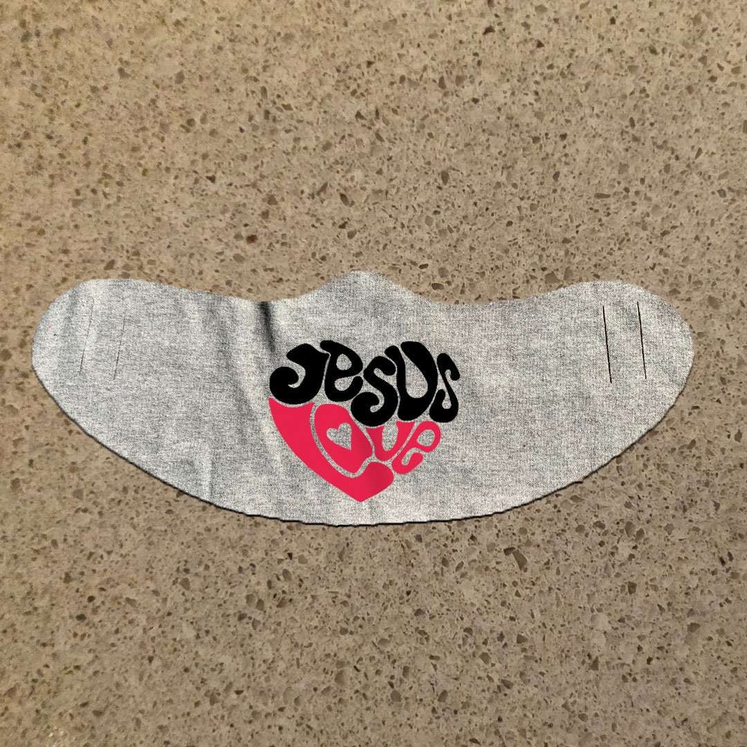 Designs by MyUtopia Shout Out:Jesus Love Fabric Face Covering / Face Mask,Athletic Heather,Fabric Face Mask