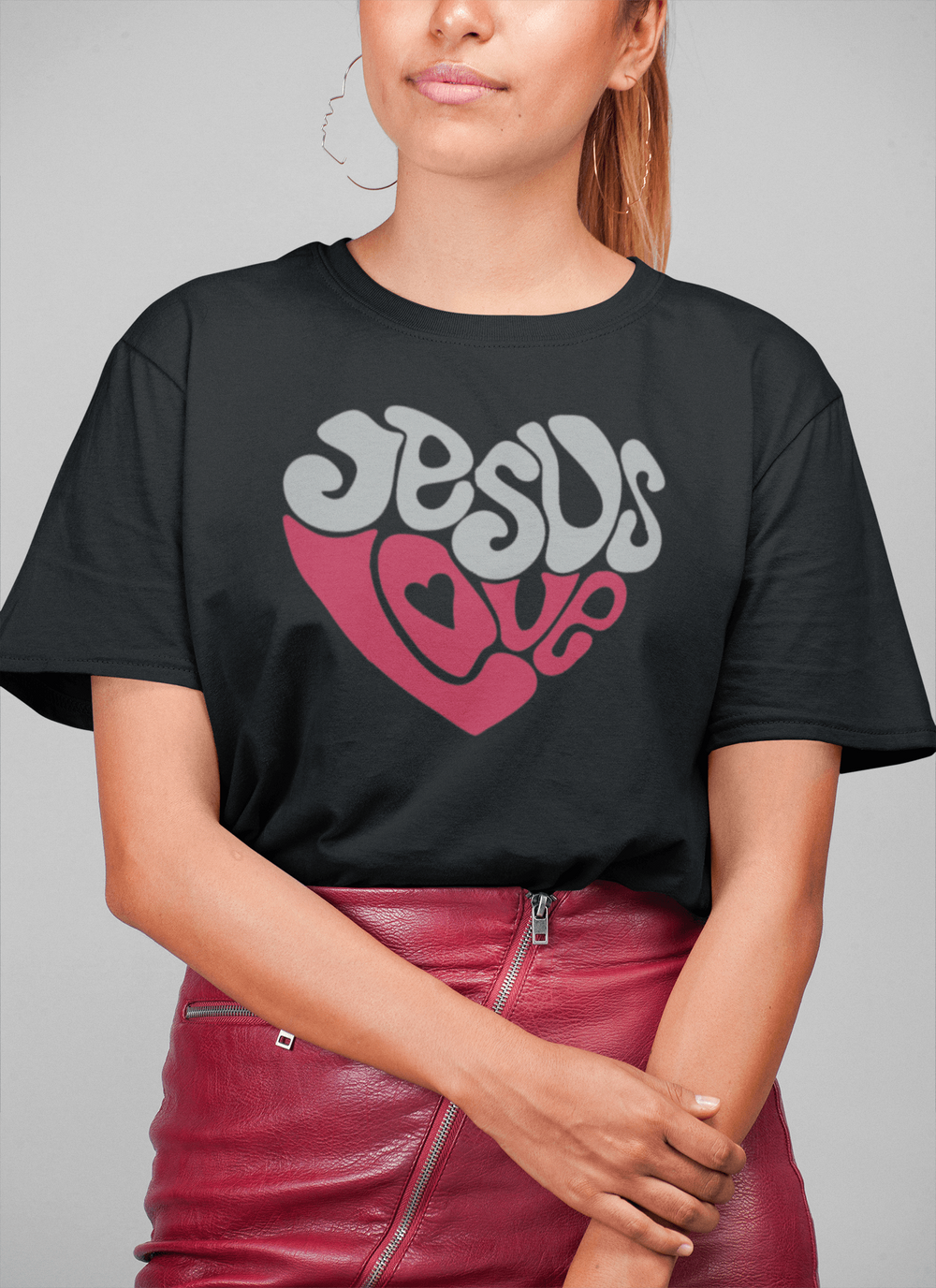 Designs by MyUtopia Shout Out:Jesus Love Heart Adult Unisex T-Shirt