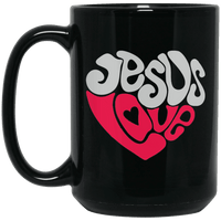 Load image into Gallery viewer, Designs by MyUtopia Shout Out:Jesus Love Heart Ceramic Coffee Mugs - Black,15 oz / Black,Ceramic Coffee Mug
