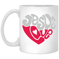 Load image into Gallery viewer, Designs by MyUtopia Shout Out:Jesus Love Heart Ceramic Coffee Mugs - White,11 oz / White,Ceramic Coffee Mug

