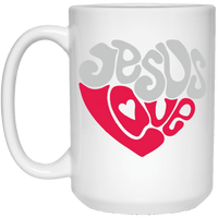 Load image into Gallery viewer, Designs by MyUtopia Shout Out:Jesus Love Heart Ceramic Coffee Mugs - White,15 oz / White,Ceramic Coffee Mug
