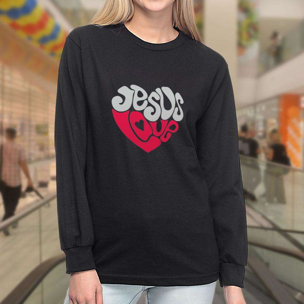 Designs by MyUtopia Shout Out:Jesus Love Heart Long Sleeve Ultra Cotton Unisex T-Shirt