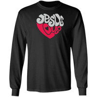 Load image into Gallery viewer, Designs by MyUtopia Shout Out:Jesus Love Heart Long Sleeve Ultra Cotton Unisex T-Shirt,S / Black,Long Sleeve T-Shirts
