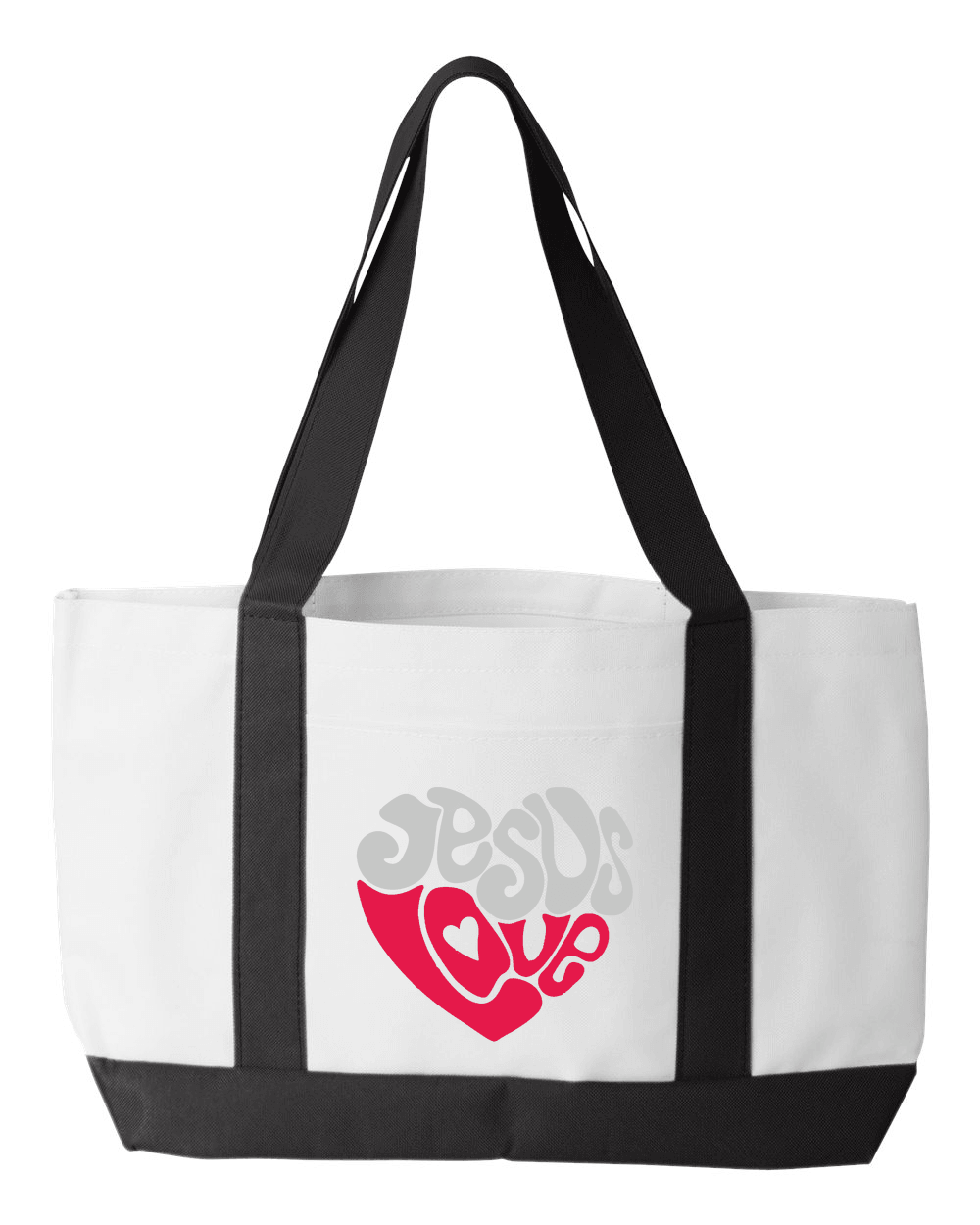 Designs by MyUtopia Shout Out:Jesus Love Heart Tote Bag Canvas Totebag Gym / Beach / Pool Gear Bag