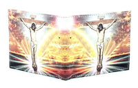 Load image into Gallery viewer, Designs by MyUtopia Shout Out:Jesus On the Cross Christian Faith Vegan Leather Bifold Men&#39;s Wallet with Flip Up ID Window
