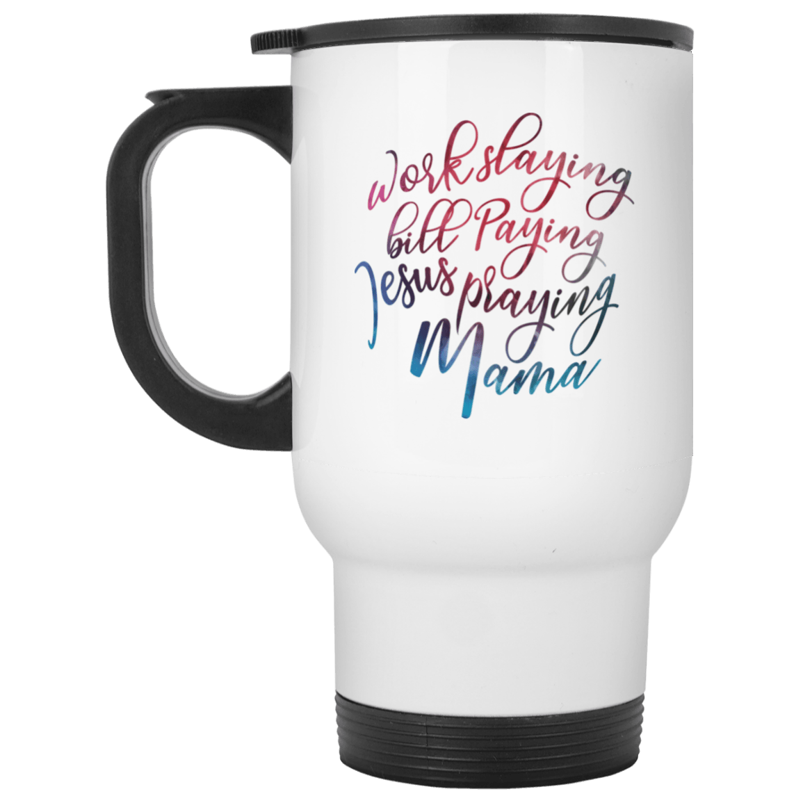 Designs by MyUtopia Shout Out:Jesus Praying Mama 14 oz White Stainless Steel Travel Mug,White / 14 oz,Travel Mug