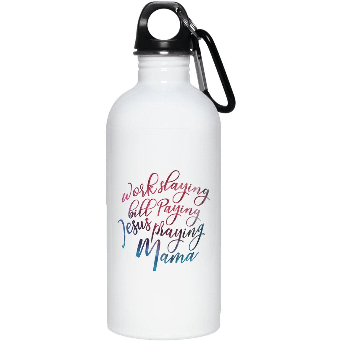 Designs by MyUtopia Shout Out:Jesus Praying Mama 20 oz. Stainless Steel Reusable Water Bottle,White / One Size,Water Bottles