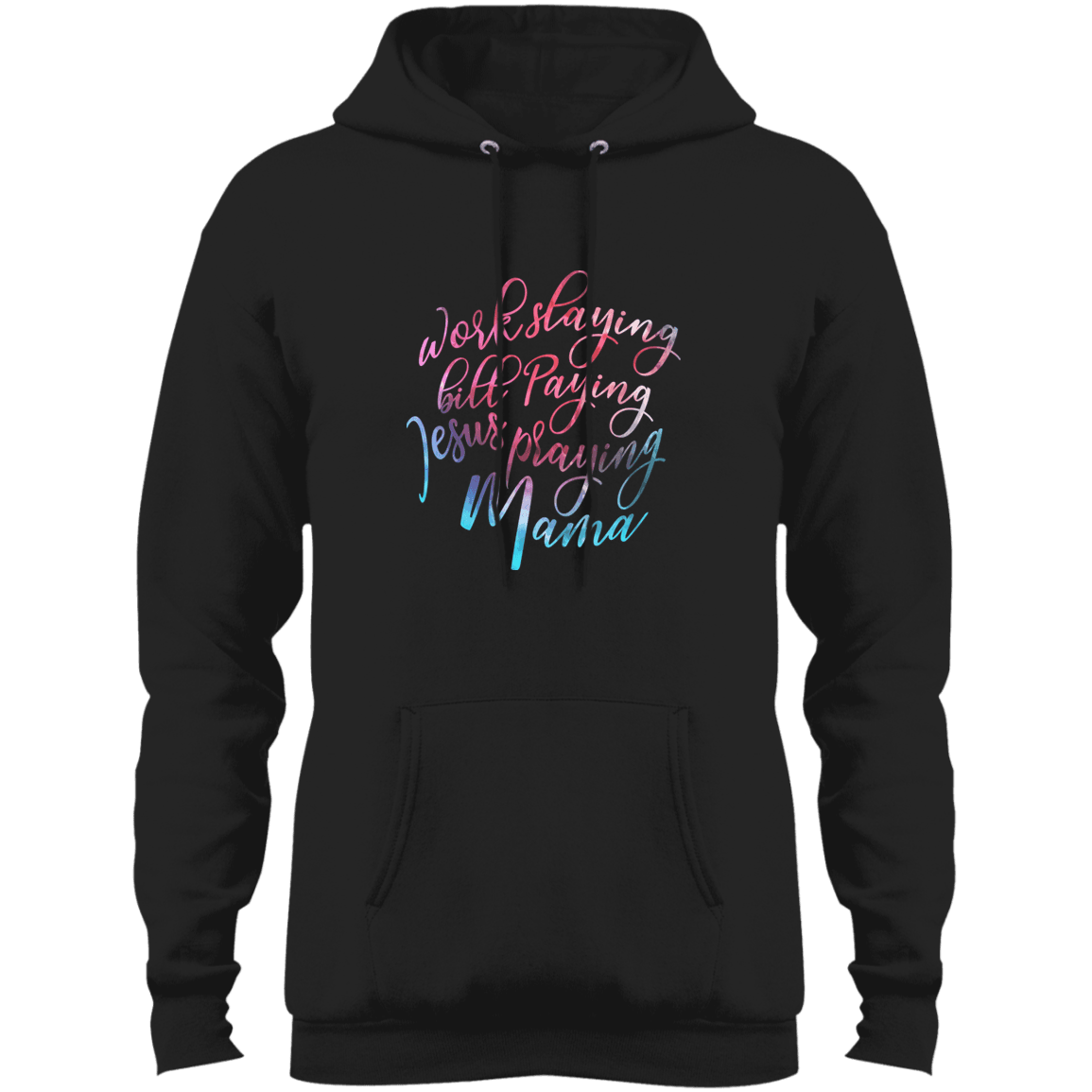 Designs by MyUtopia Shout Out:Jesus Praying Mama Core Fleece Pullover Hoodie,Jet Black / S,Sweatshirts