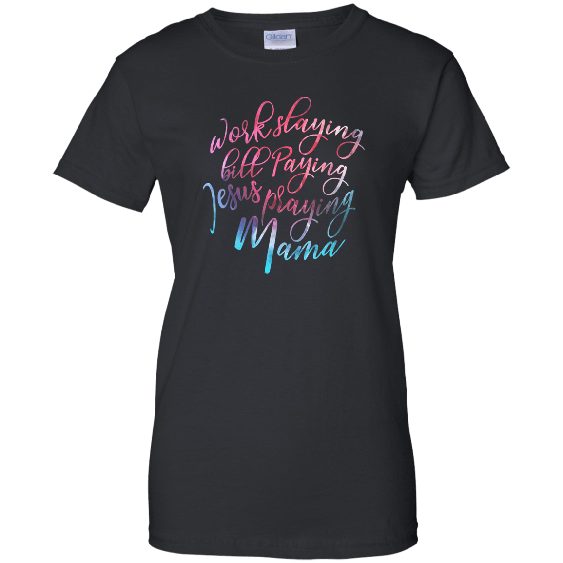 Designs by MyUtopia Shout Out:Jesus Praying Mama Ladies' 100% Cotton T-Shirt,Black / X-Small,Ladies T-Shirts