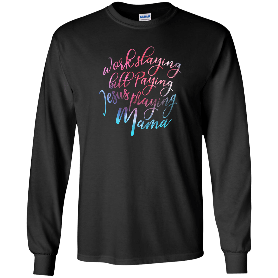 Designs by MyUtopia Shout Out:Jesus Praying Mama Long Sleeve Ultra Cotton T-Shirt,Black / S,Long Sleeve T-Shirts