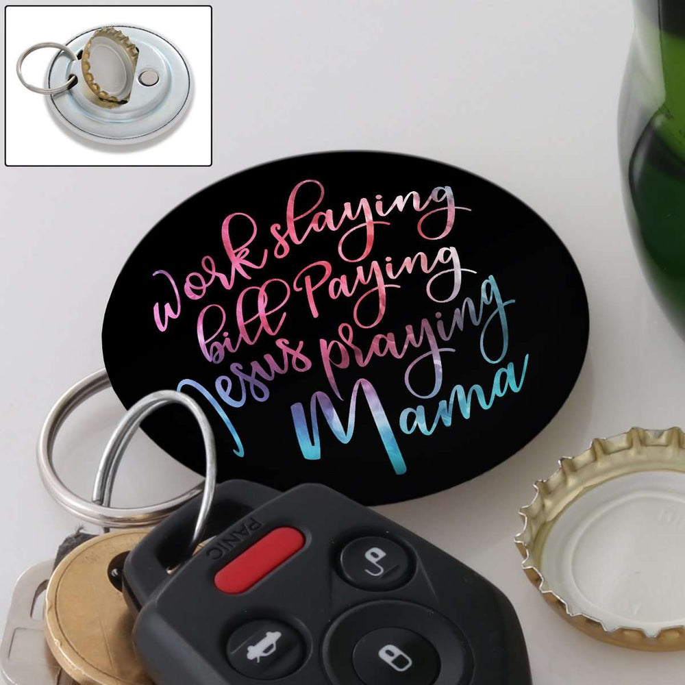Designs by MyUtopia Shout Out:Jesus Praying Mama Magnetic Key chain and bottle opener